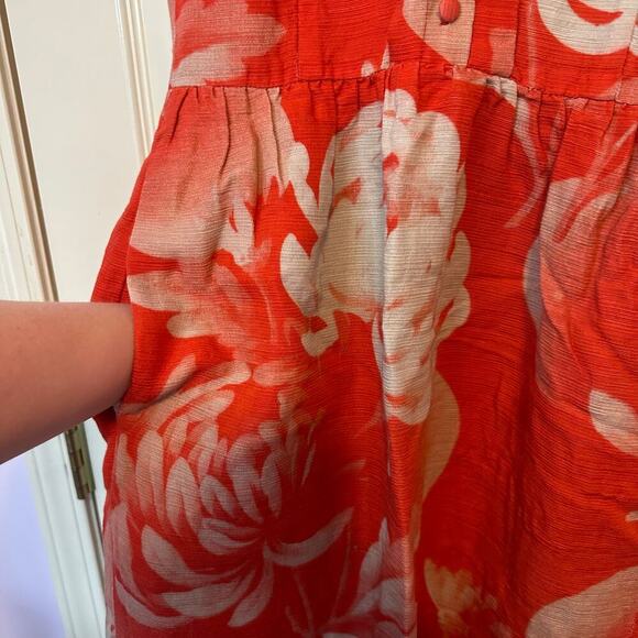 Jonathan Saunders Sleeveless Midi Shirt Dress Size 36 (US 4) Orange-Red/Beige - Picture 6 of 11